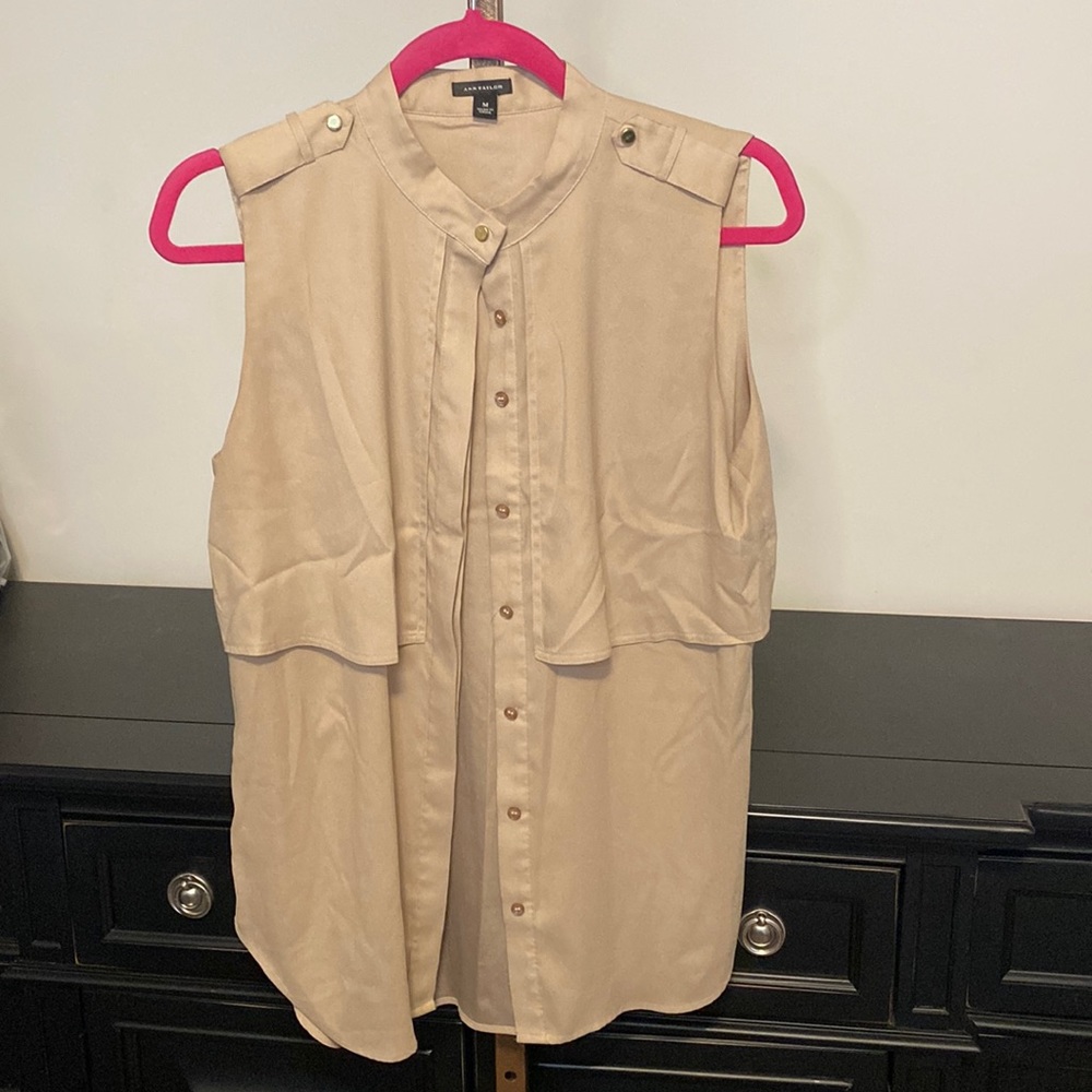 Ann Taylor Tan Sleeveless Blouse